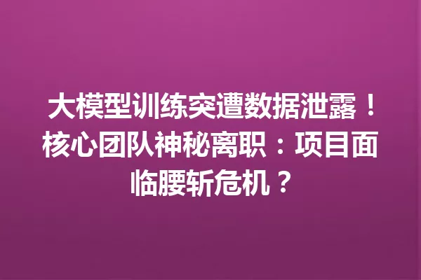 大模型训练突遭数据泄露!核心团队神秘离职:项目面临腰斩危机?