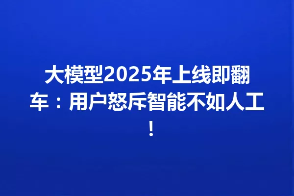 大模型2025年上线即翻车:用户怒斥智能不如人工!