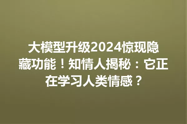 大模型升级2024惊现隐藏功能!知情人揭秘:它正在学习人类情感?