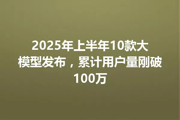 2025年上半年10款大模型发布,累计用户量刚破100万