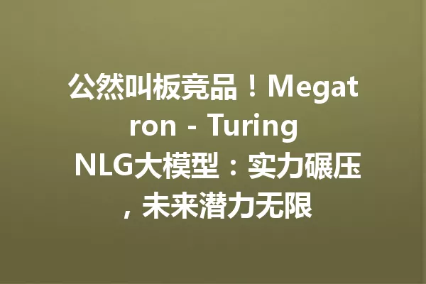 公然叫板竞品!Megatron - Turing NLG大模型:实力碾压,未来潜力无限