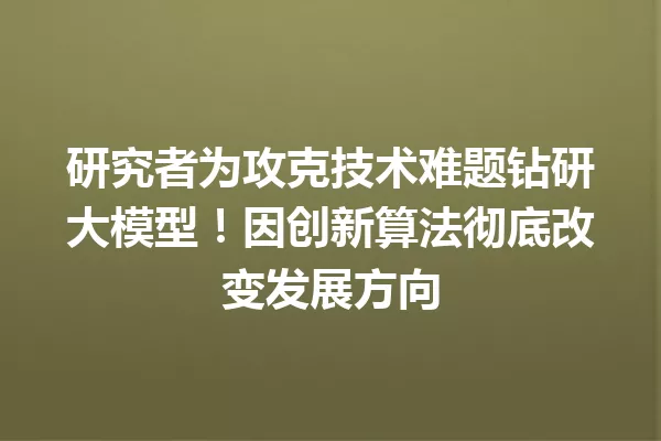 研究者为攻克技术难题钻研大模型!因创新算法彻底改变发展方向