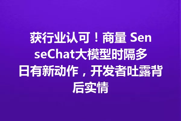 获行业认可!商量 SenseChat大模型时隔多日有新动作,开发者吐露背后实情