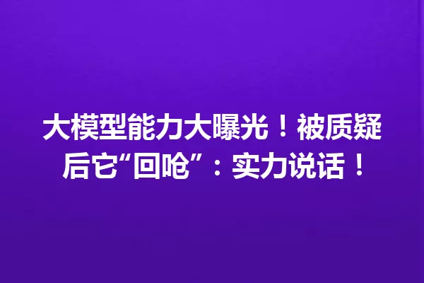 大模型能力大曝光!被质疑后它“回呛”:实力说话!
