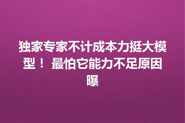 独家专家不计成本力挺大模型! 最怕它能力不足原因曝