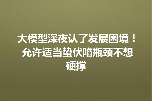 大模型深夜认了发展困境! 允许适当蛰伏陷瓶颈不想硬撑