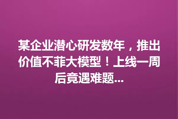 某企业潜心研发数年,推出价值不菲大模型!上线一周后竟遇难题...