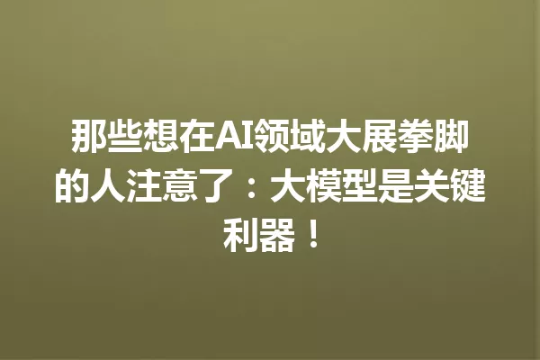 那些想在AI领域大展拳脚的人注意了:大模型是关键利器!