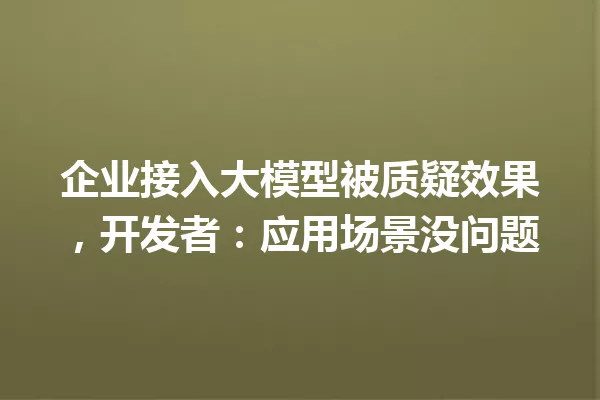 企业接入大模型被质疑效果,开发者:应用场景没问题