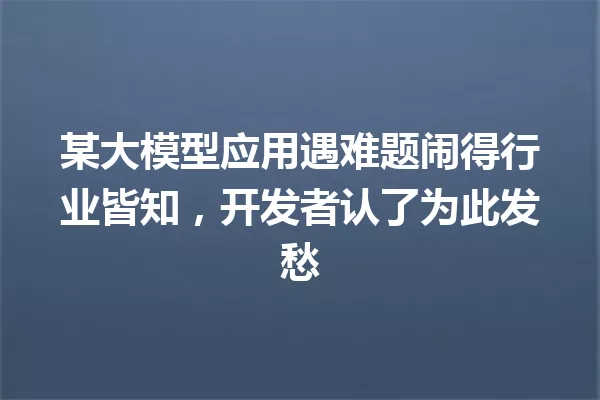 某大模型应用遇难题闹得行业皆知,开发者认了为此发愁