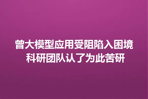 曾大模型应用受阻陷入困境 科研团队认了为此苦研