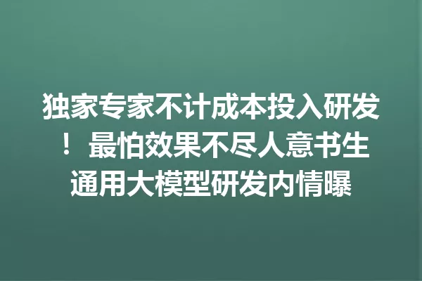 独家专家不计成本投入研发! 最怕效果不尽人意书生通用大模型研发内情曝
