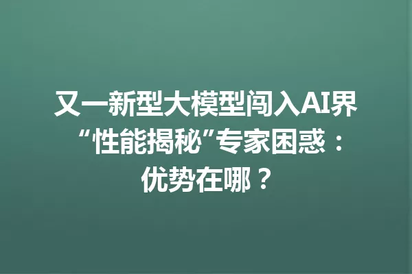 又一新型大模型闯入AI界 “性能揭秘”专家困惑:优势在哪?