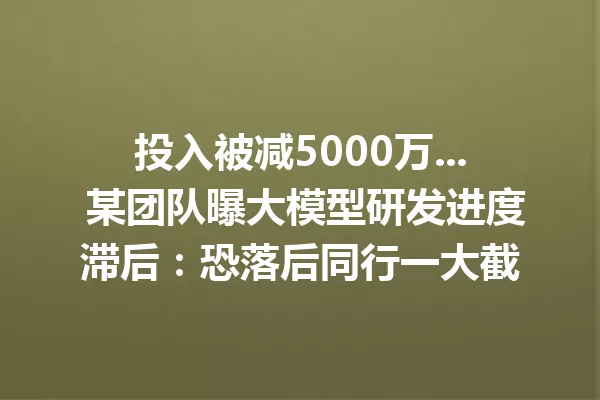 投入被减5000万... 某团队曝大模型研发进度滞后:恐落后同行一大截