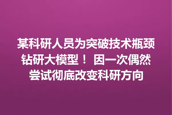某科研人员为突破技术瓶颈钻研大模型! 因一次偶然尝试彻底改变科研方向
