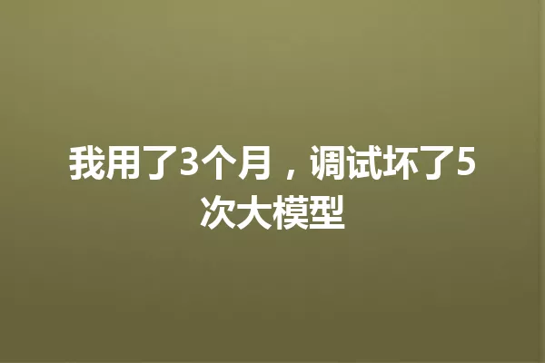我用了3个月,调试坏了5次大模型