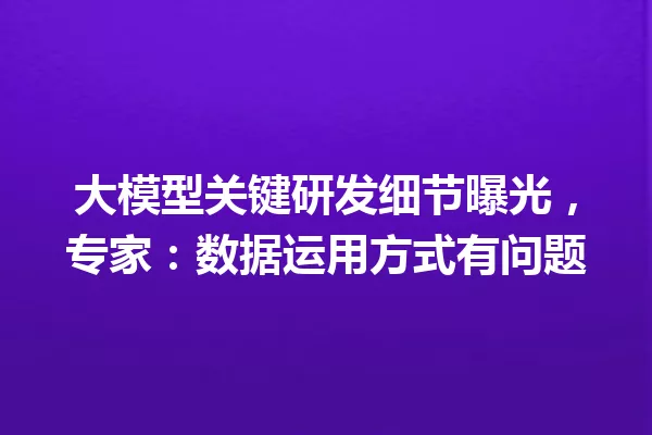 大模型关键研发细节曝光,专家:数据运用方式有问题