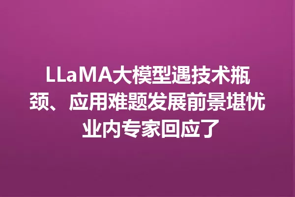 LLaMA大模型遇技术瓶颈、应用难题发展前景堪忧 业内专家回应了