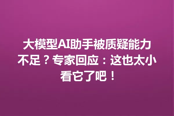 大模型AI助手被质疑能力不足?专家回应:这也太小看它了吧!